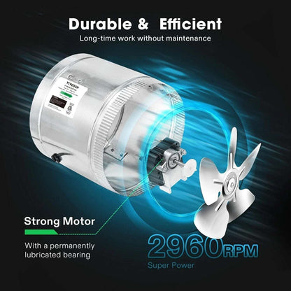 VIVOSUN 6in Electric Inline Duct Fan 240CFM, HVAC Exhaust Intake Fan Low Noise
