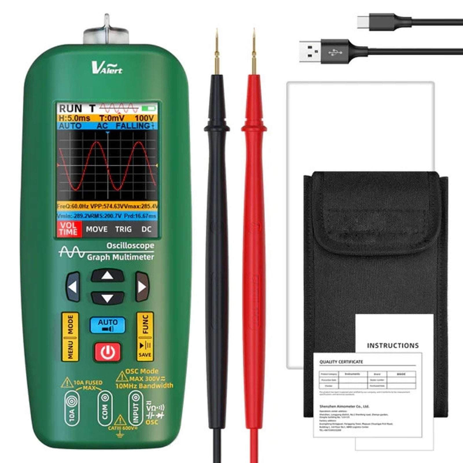 BSIDE O1 Handheld Digital Oscilloscope Graph Multimeter Current Voltage Tester