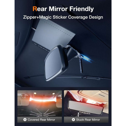 TORRAS Car Windshield Sun Shade Umbrella w Organizer - Universal Beige Blocks UV