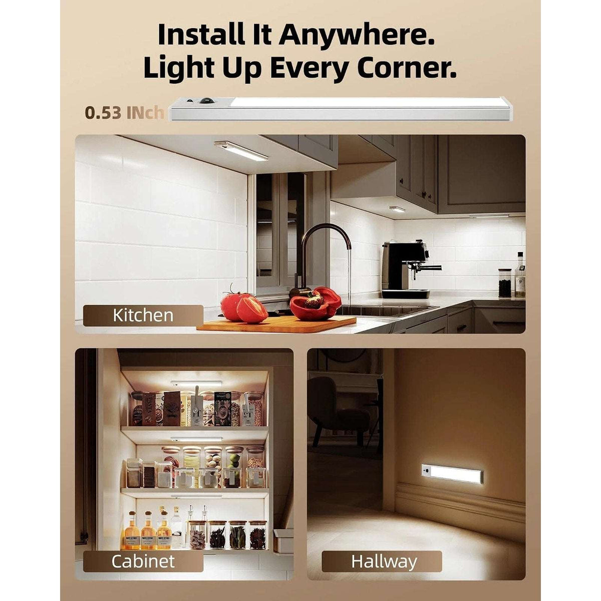 EZVALO Under Cabinet Lighting, 5Pk 10-Inch Rechargeable Motion Sensor w/ Remote