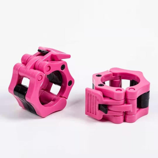 2PC Olympic 2" Barbell Clamps Quick Release Standard Bar Weight Plates Rose Pink