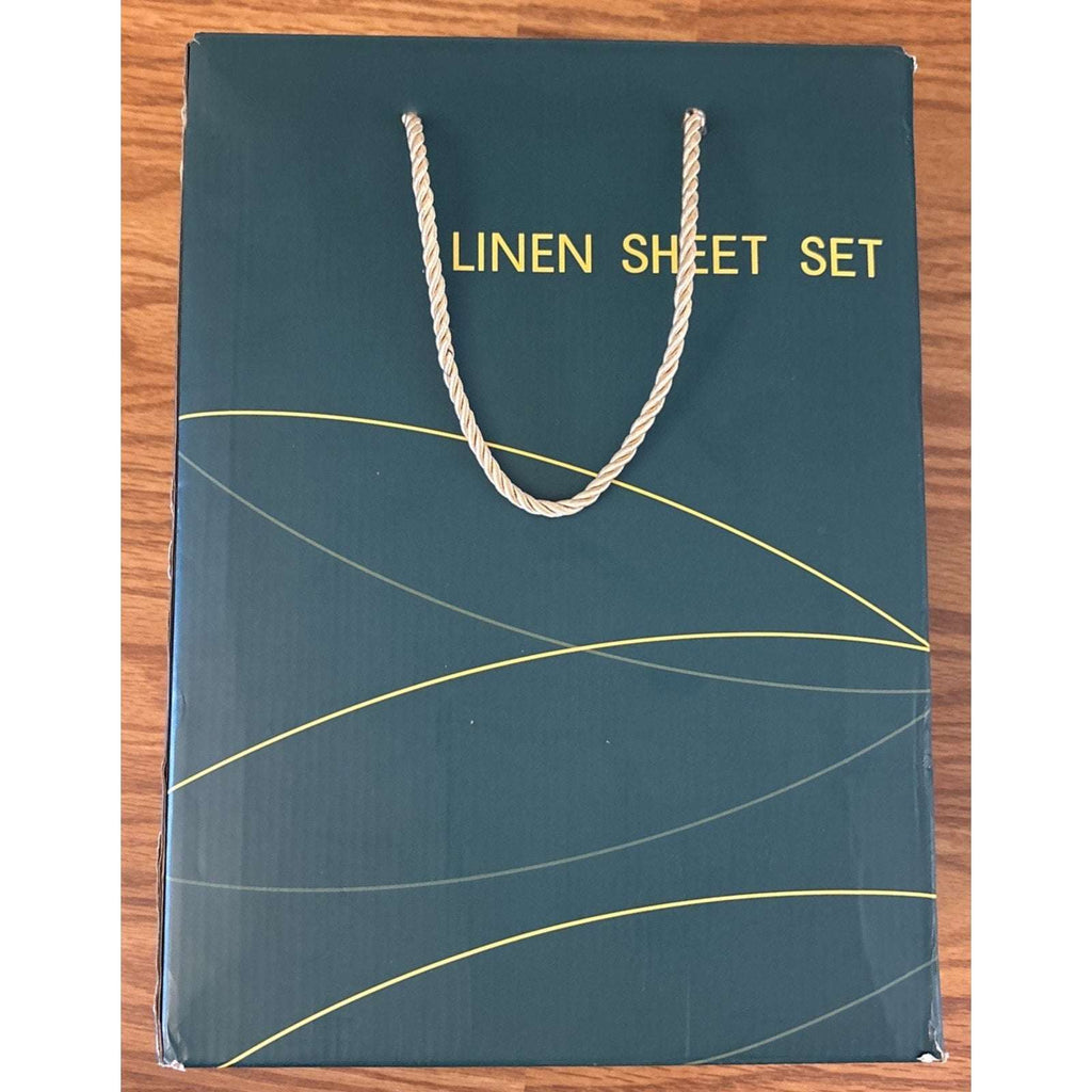 100% French Pure Linen Sheet Set Deep Pockets Queen Size Breathable & Cooling