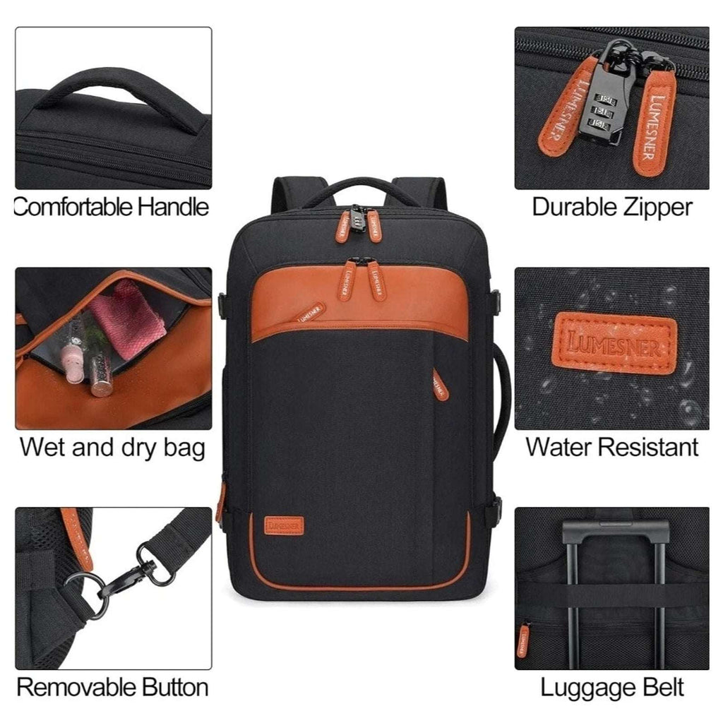 Lumesner Carry on Backpack Travel Set XL 40L TSA Flight Approved Bag w/ USB Port