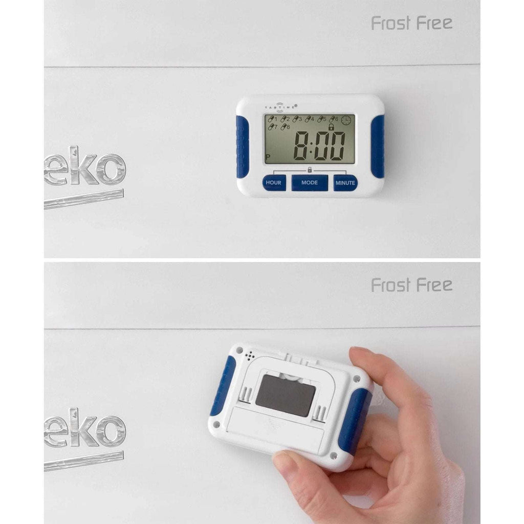 TabTIME Electronic Pill Timer Reminder with 8 Daily Alarms, Lockable Keys, 12/24