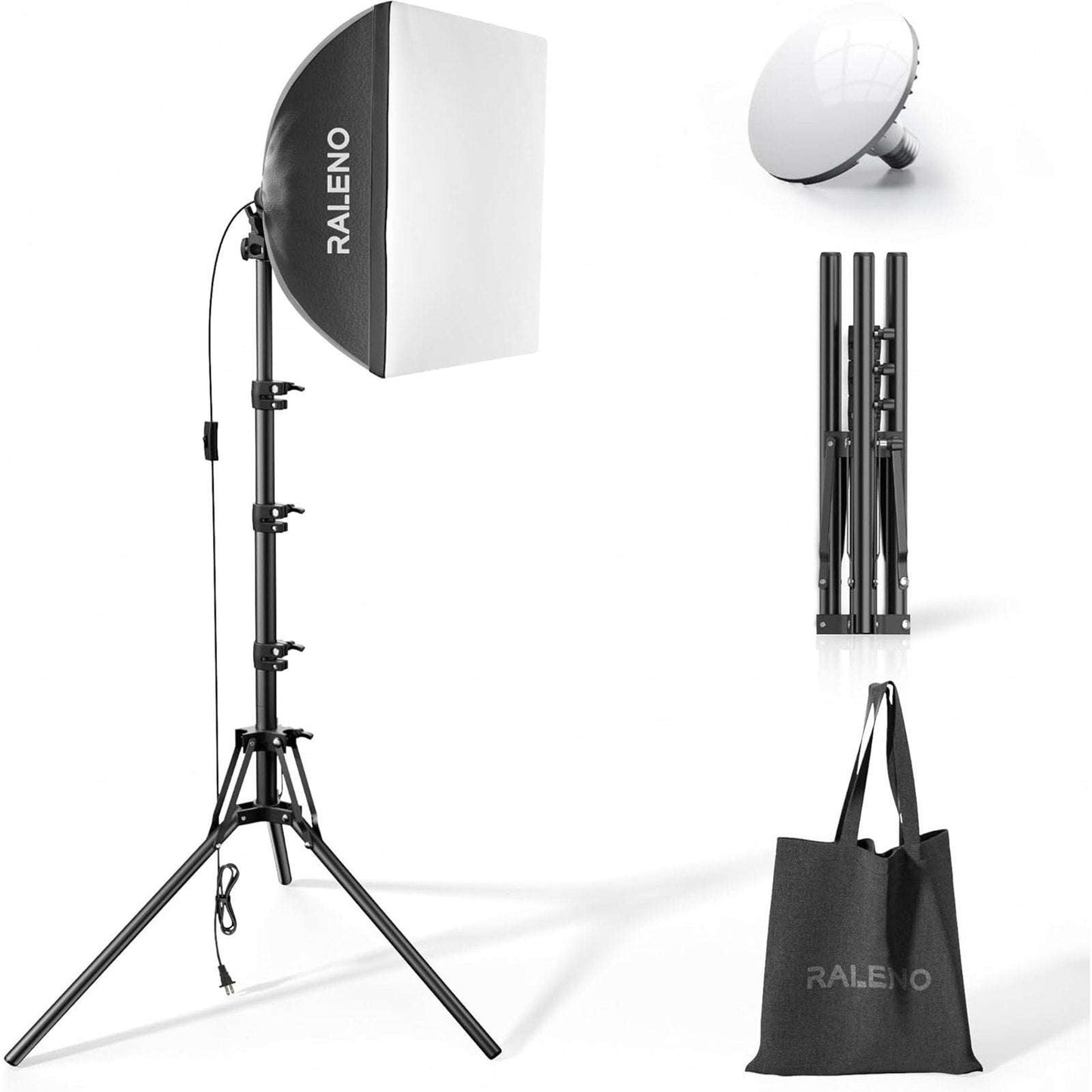 RALENO Softbox Lighting Kit 16x16" Photography Studio Equipment 50W/5500K PS075