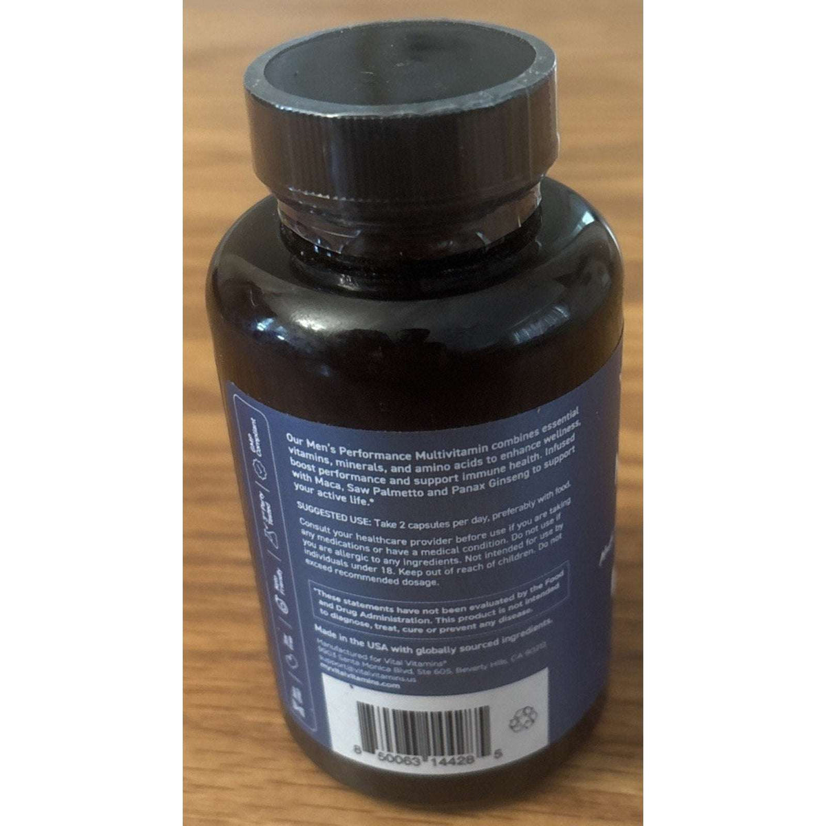 Vital Vitamins Men's Multivitamin Performance Blend Amino Acids & Maca 60 Caps