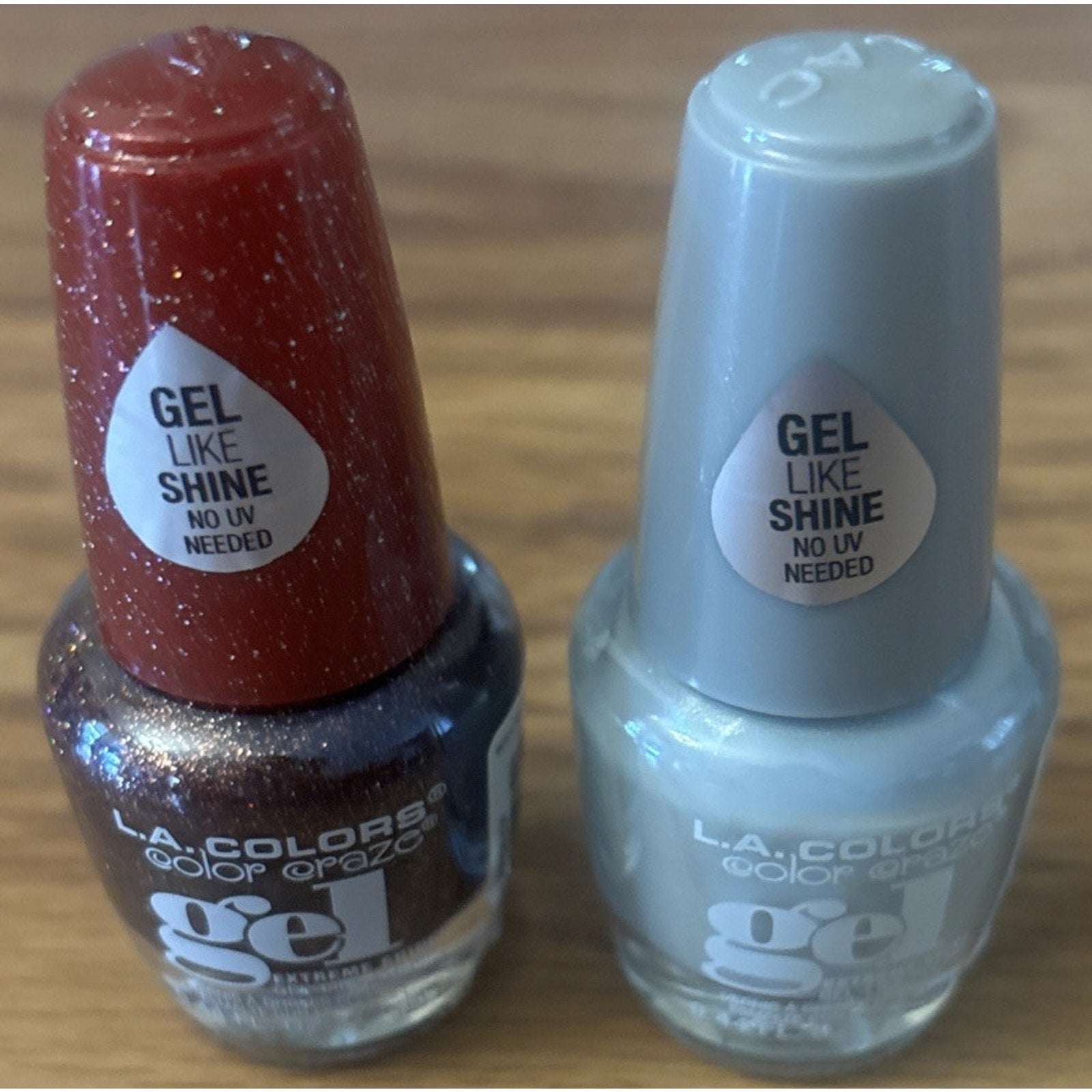 2PC LA Colors Nail Polish Color Craze Gel Shine No UV Needed - DAZZLING & CRUSH