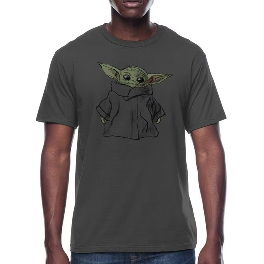 Star Wars The Mandalorian Baby Yoda Men's T-Shirt Mad Engine in Gray Size Large