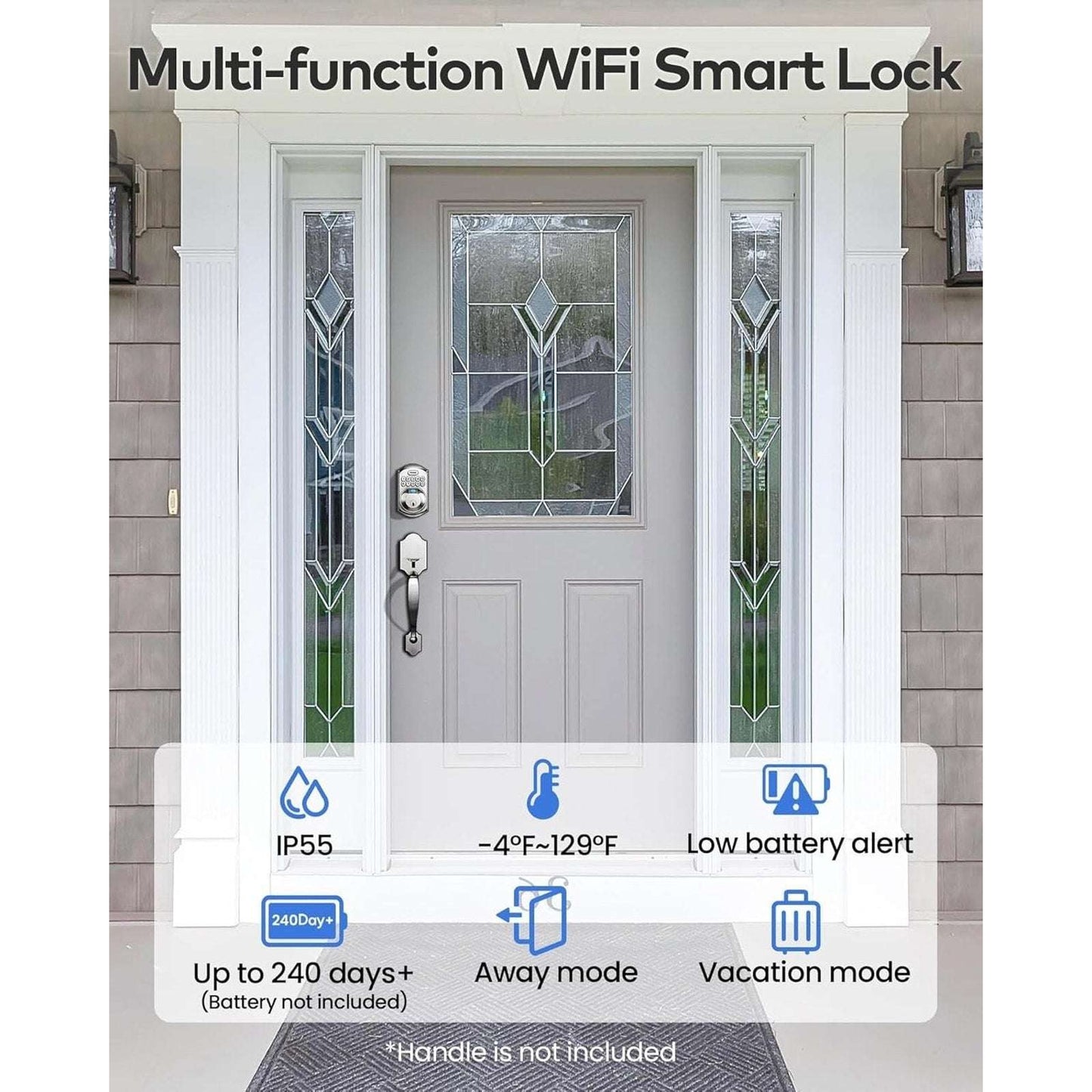 TEEHO Built-in WiFi Smart Lock TE012W Fingerprint Door Lock w App Control Remote