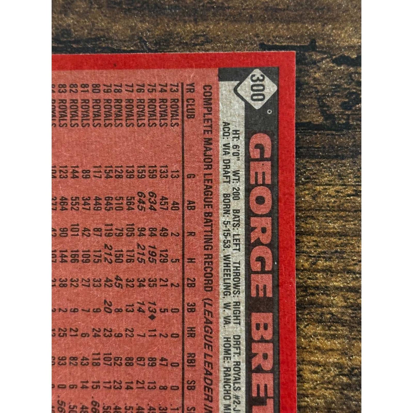 1986 TOPPS #300 GEORGE BRETT KANSAS CITY ROYALS Baseball Card