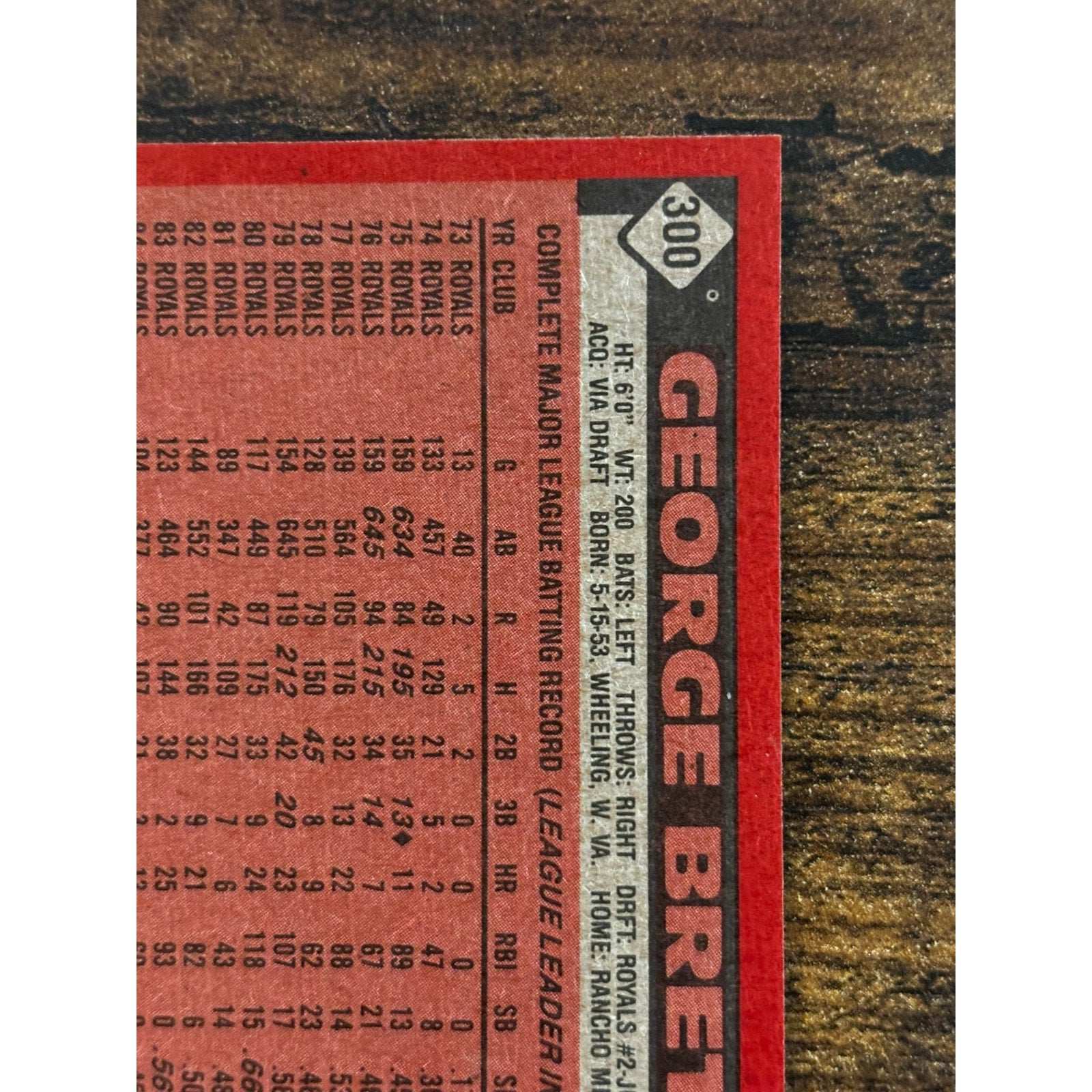 1986 TOPPS #300 GEORGE BRETT KANSAS CITY ROYALS Baseball Card