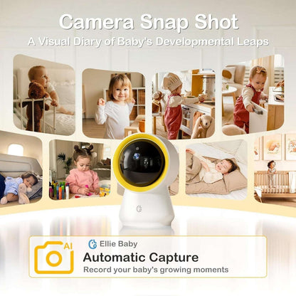 Ellie Baby Pro NON-Wifi AI Smart Baby Monitor w Audio, Cry Detect, Virtual Fence