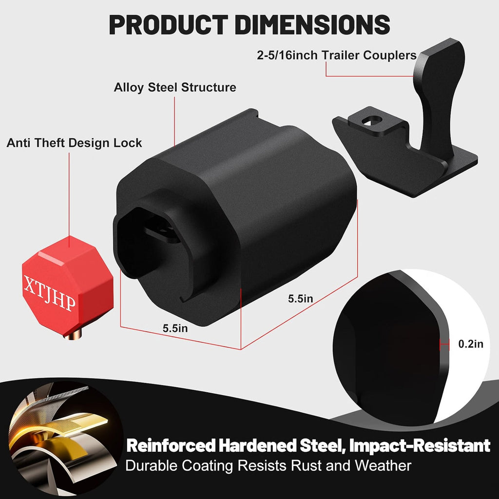 Trailer Coupler Lock Fits 2-5/16 Inch Couplers Heavy Duty Anti-Theft Hitch Lock