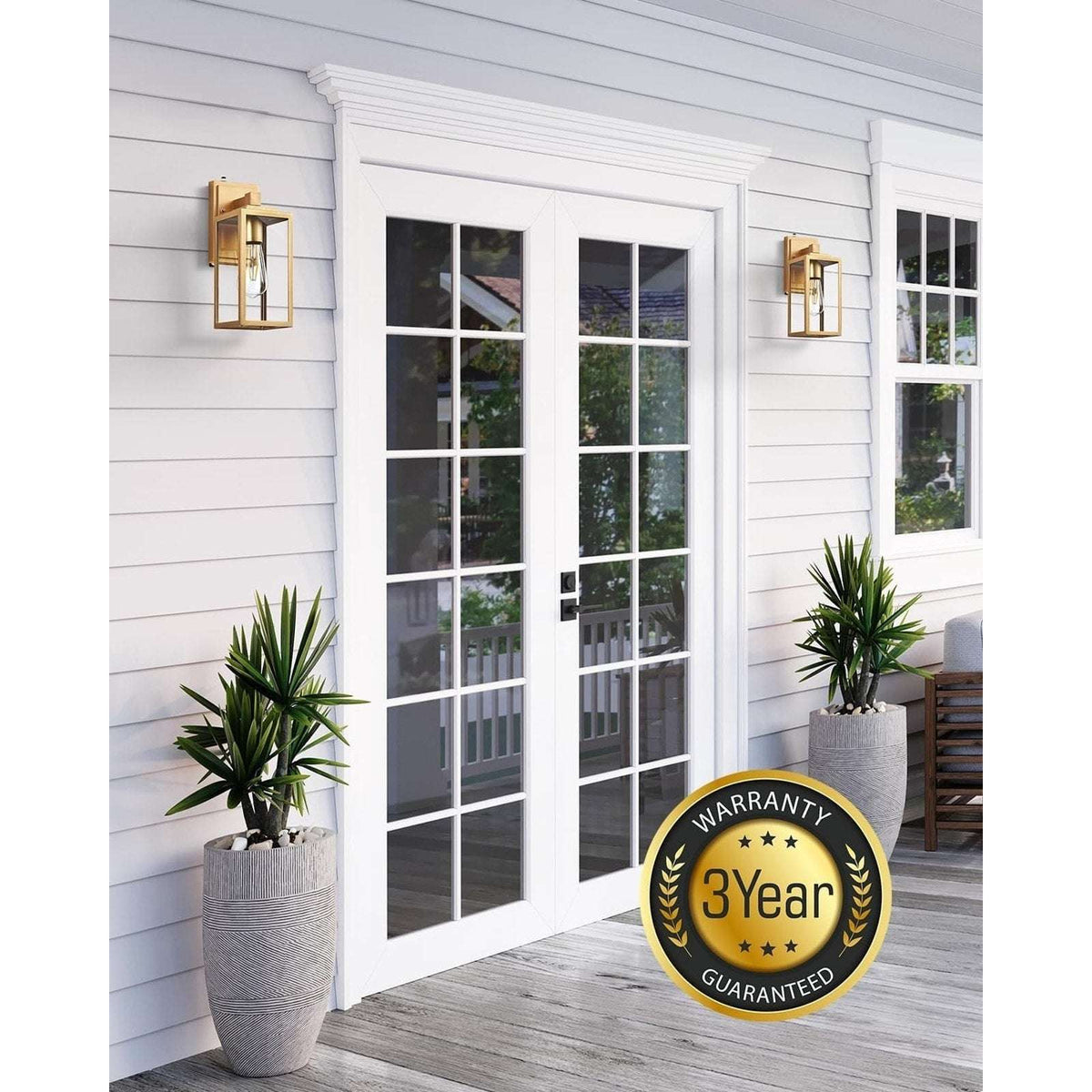 VIANIS Gold Outdoor DUSK TO DAWN Wall Porch Sconce Light Weatherproof Anti-Rust