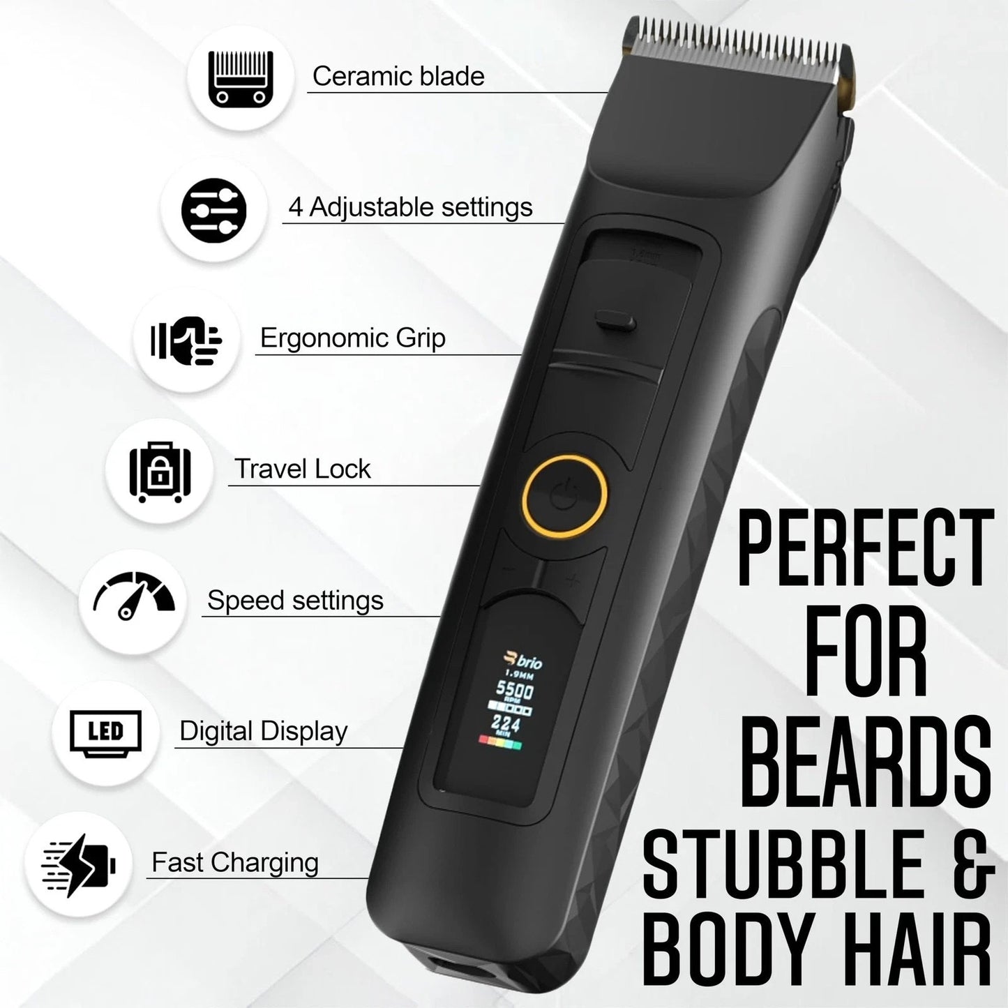 Brio Beardscape V2 Beard & Body Trimmer Cordless w/ Low Friction Ceramic Blade