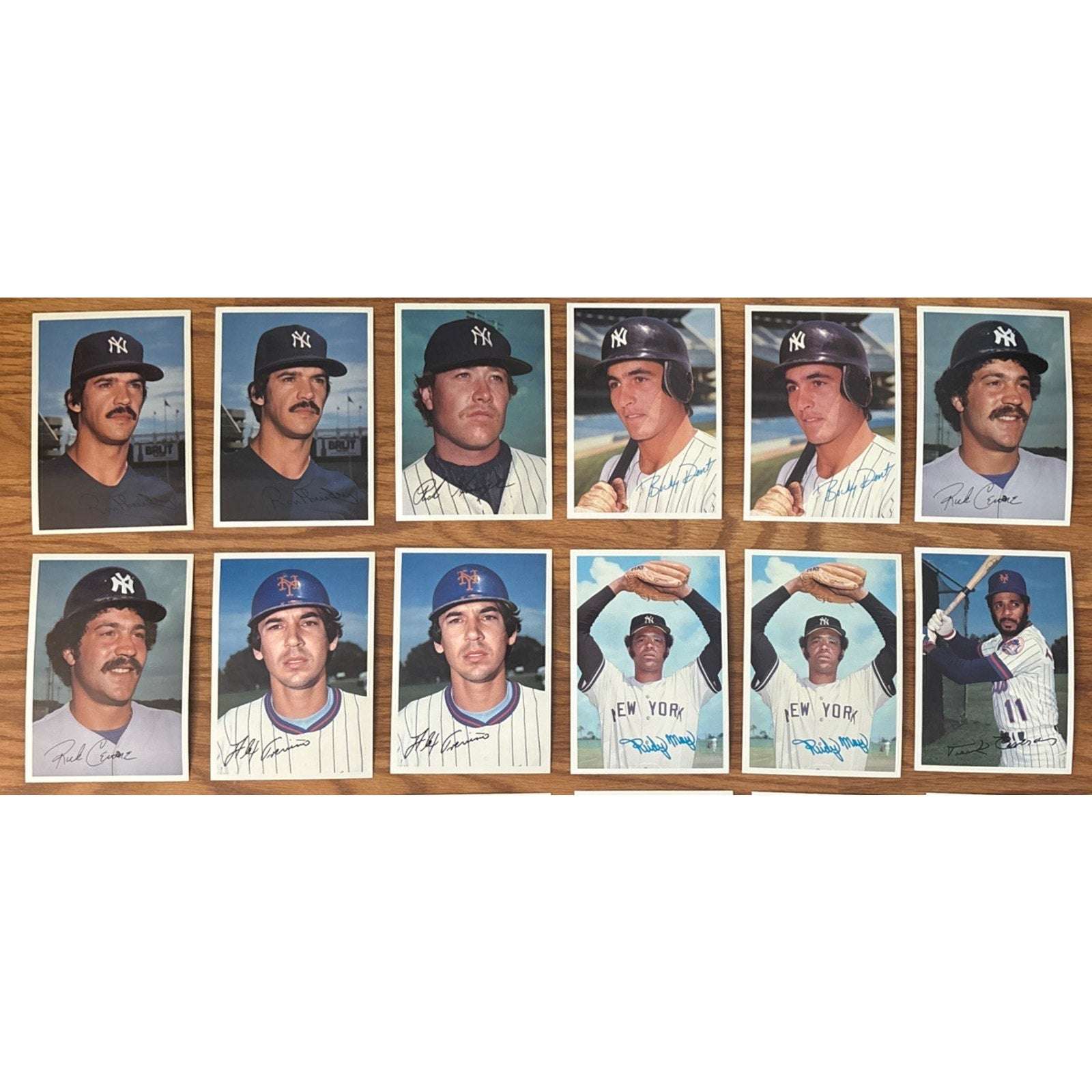 Lot Of 34 1981 Topps Baseball GIANT PHOTO CARDS Home Team NY Yankees / Mets