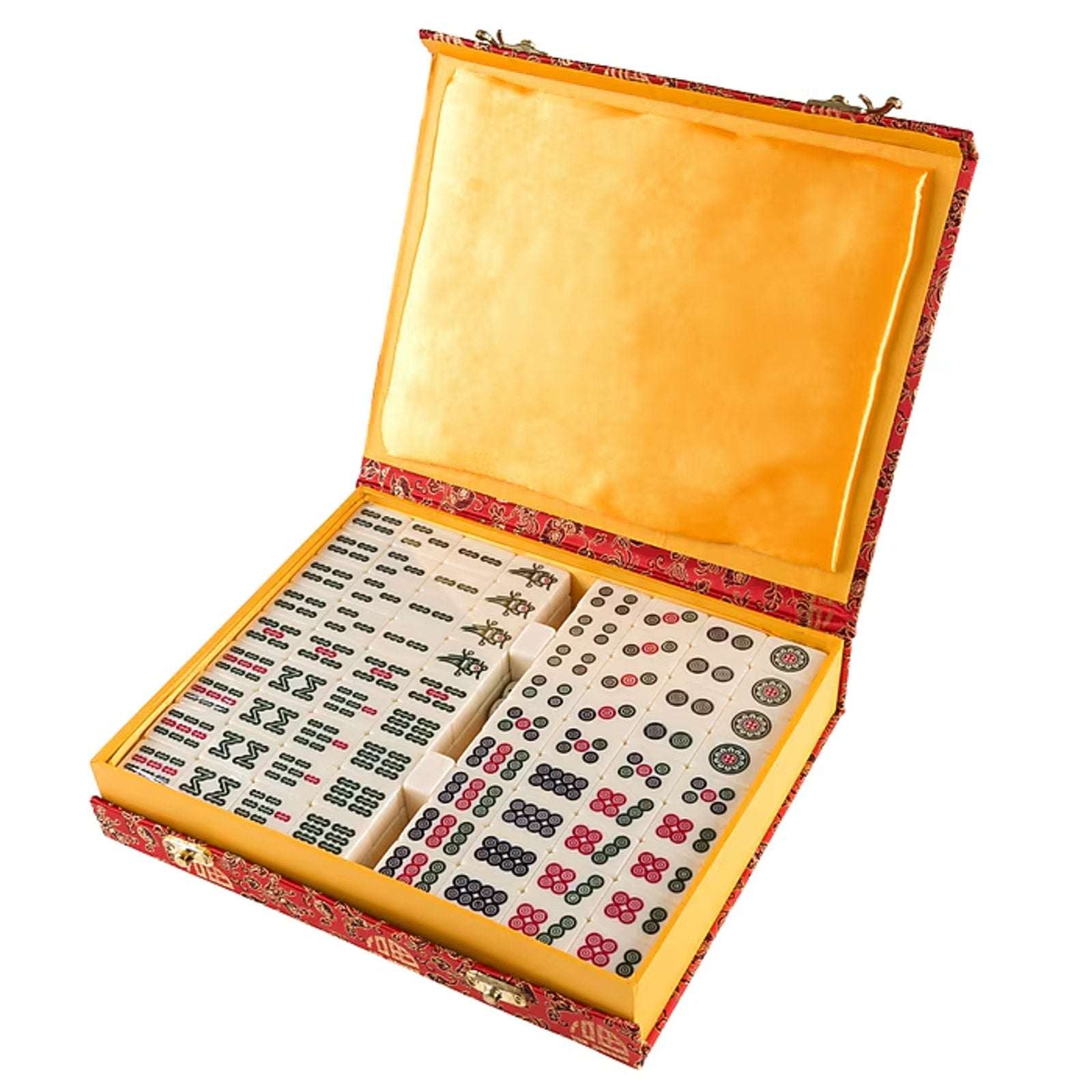 Traditional Chinese Mahjong Game Set w/ 144 Engraved +2 Spare Tiles, Dice & Case