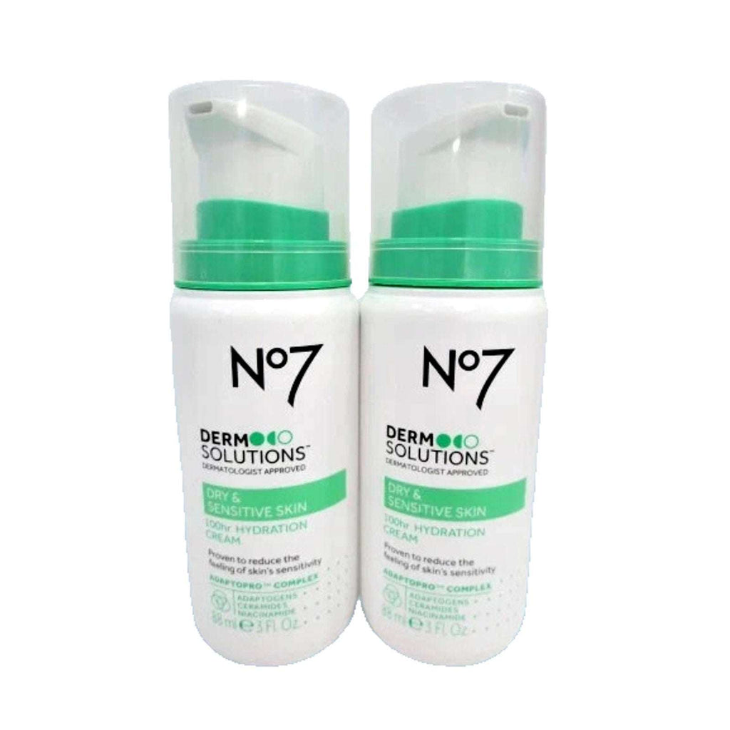 Lot of 2 No 7 Derm Solutions Dry Sensitive Skin 100hr Hydrating Face Moisturizer