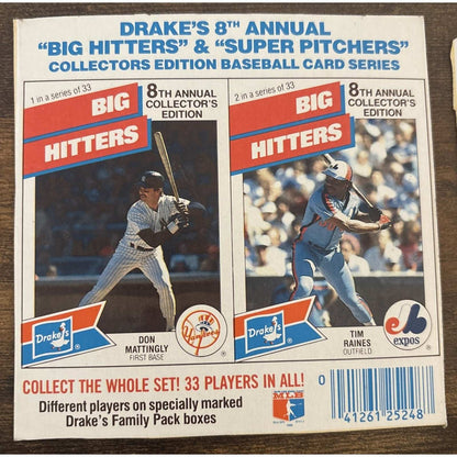 1988 Drakes Big Hitters & Super Pitchers 12 Cards #1 Don Mattingly #2 Tim Raines