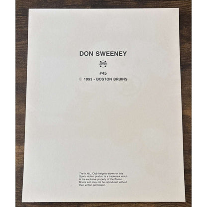 NHL Boston Bruins DON SWEENEY #45 Game Sports Action Color 8 x 10 Photo Picture