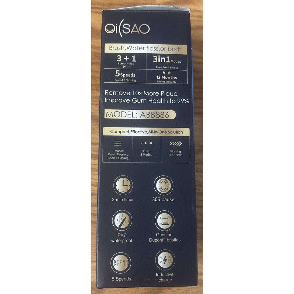 OiSAO Electric Water Flosser & Toothbrush Combo w/ Replacement Heads & Charging