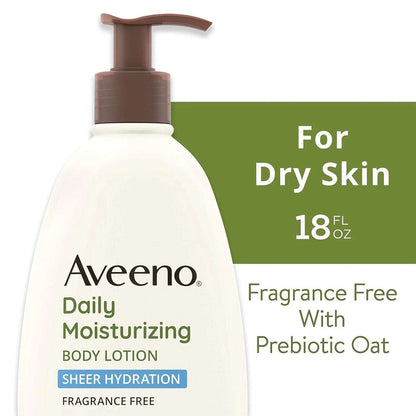 4 Pack Aveeno Daily Moisturizing Body Lotion Sheer Hydration 18 fl oz w/ Pump