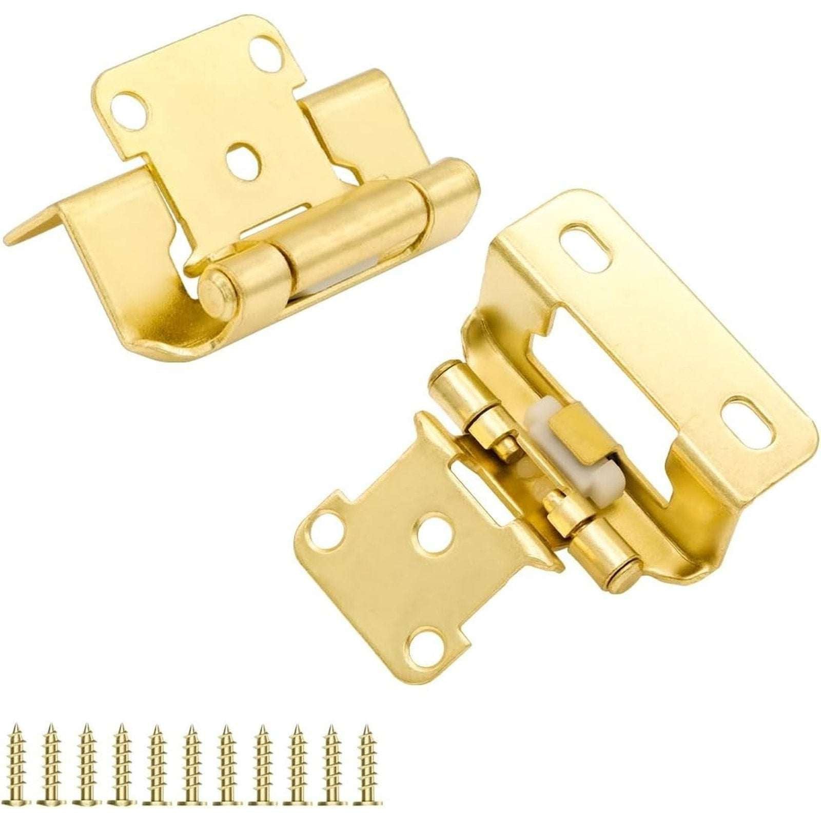 Donanim 1/2 Overlay Semi Wrap Self Closing Cabinet Hinges Brass Gold 28 Pair/56