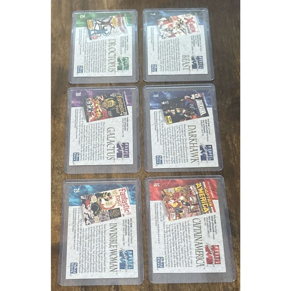1992 Skybox Marvel Masterpieces 6 card lot 7, 11, 16, 25, 30 & 39 Captain America