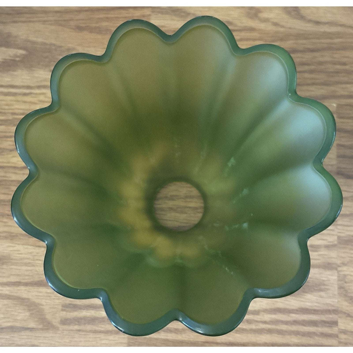 2Pc Vtg Wireless Wall Sconce Green Tulip Glass & Gold w Remote Rechargeable Bulb