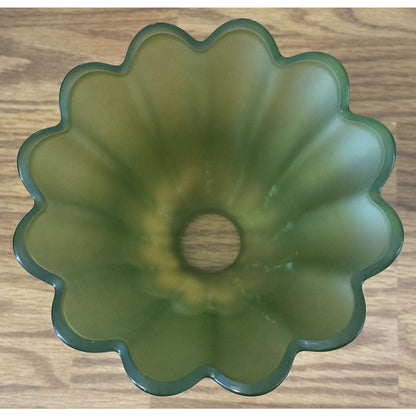 2Pc Vtg Wireless Wall Sconce Green Tulip Glass & Gold w Remote Rechargeable Bulb