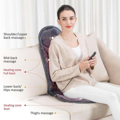 Snailax Massage Seat Cushion Back Massager w/ Heat, 6 Vibration Massage , Timer,