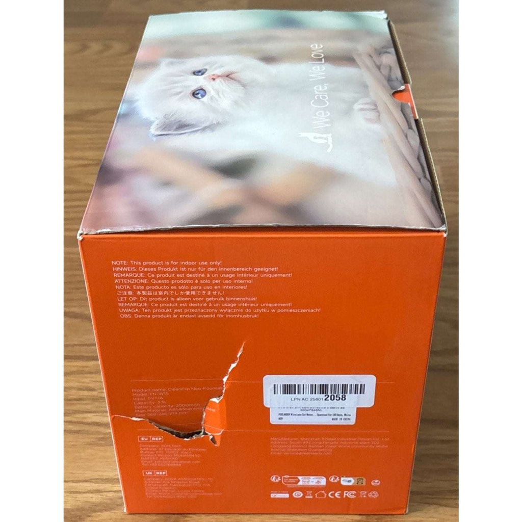 CleanFlip 3.5L Wireless Cat Water Fountain - No Filters, Wastewater Separation