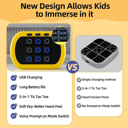 Electronic Tic-Tac-Toe 5-in-1 Games Rechargeable Handheld Console Ages 6-12