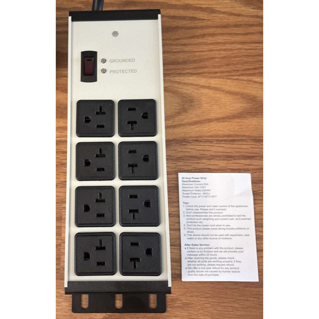 Heavy Duty Power Strip Surge Protector 20 AMP 8 Outlets 12 Gauge 20Ft Industrial
