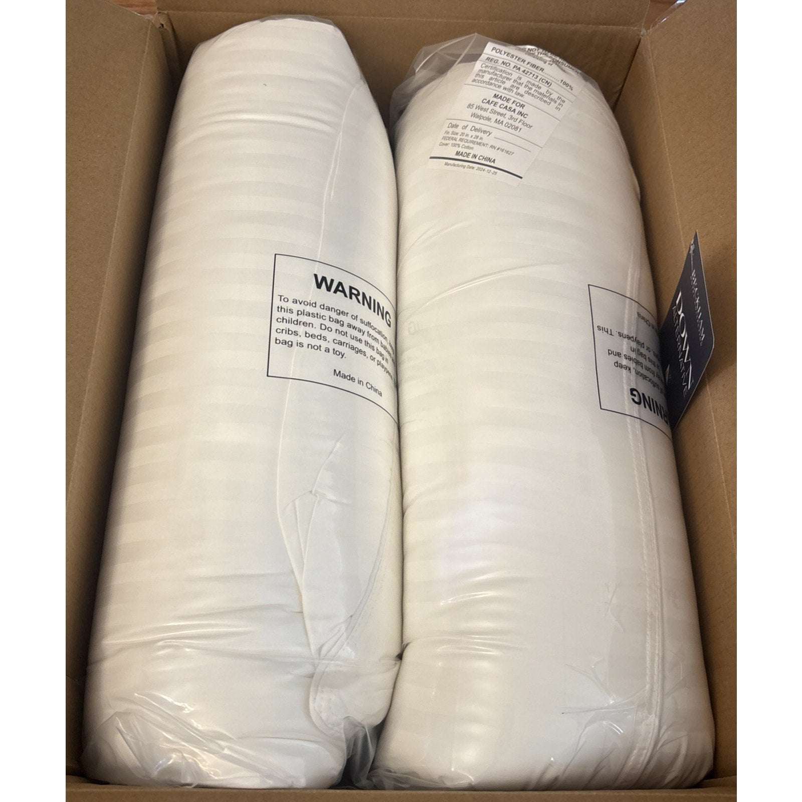 Beckham Hotel Collection Down Alternative Bed Pillows 2 Pack Queen Size White