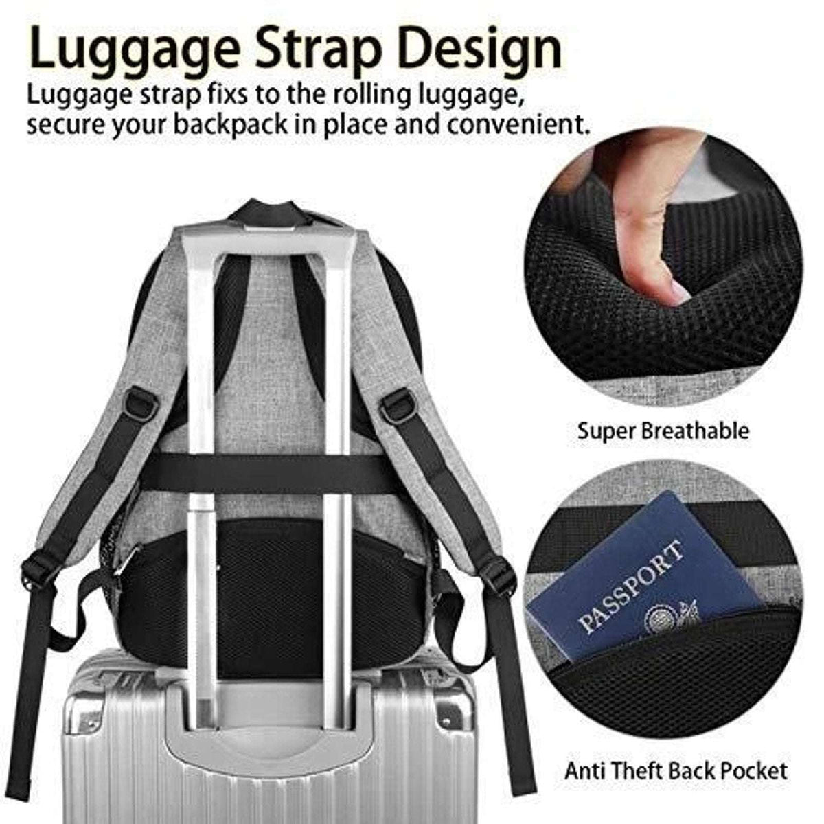 MATEIN 18.5 Inch Laptop TSA Approved Backpack, Extra Large Gray/Black w USB Port