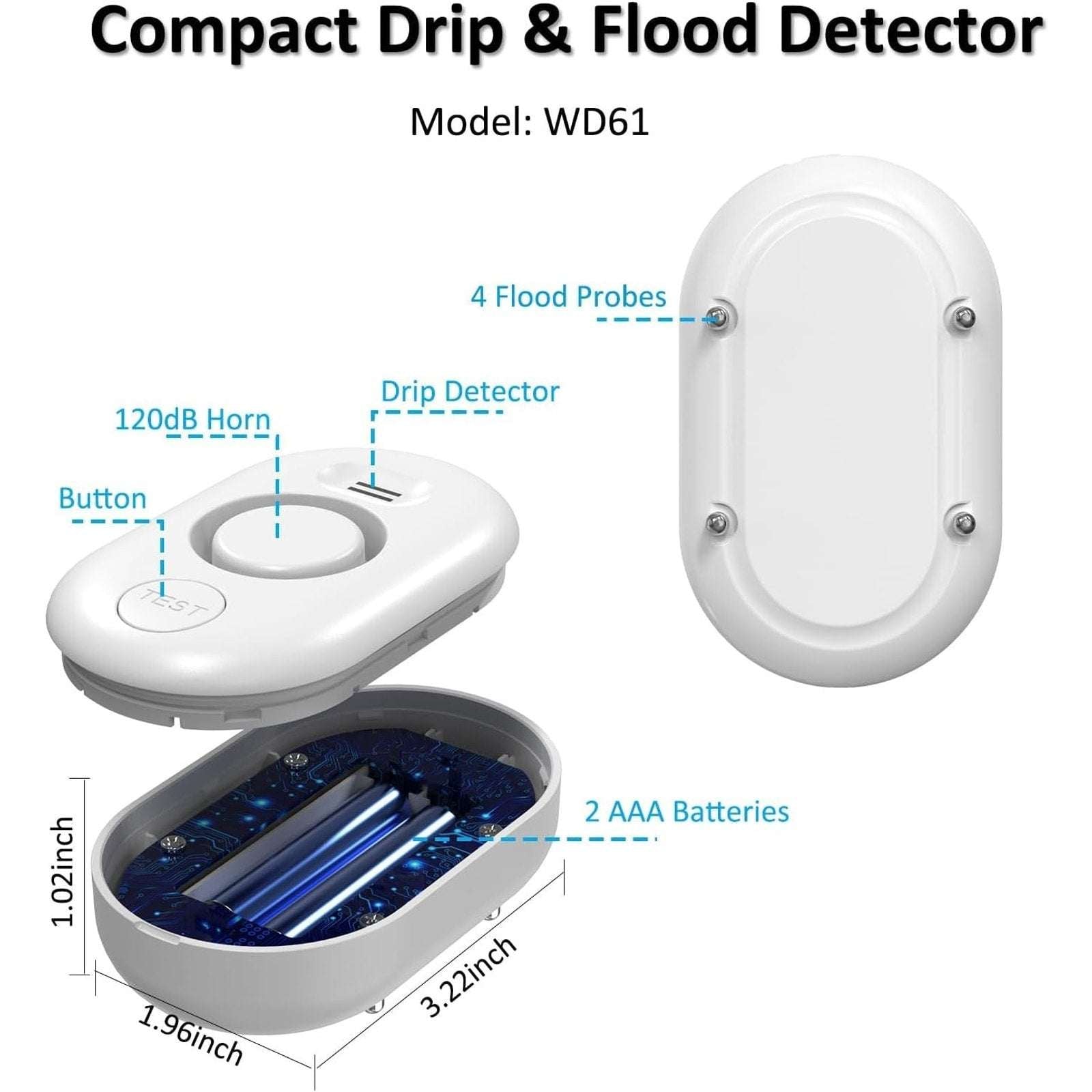 Home WiFi Water Leak Detector w/ App Notification 1 M13 Gateway + 6 WD61 Sensors