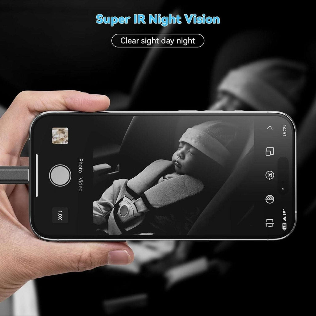 Baby Car Backseat Camera 360° Rotation HD 1080P Night Vision 150° Wide Angle