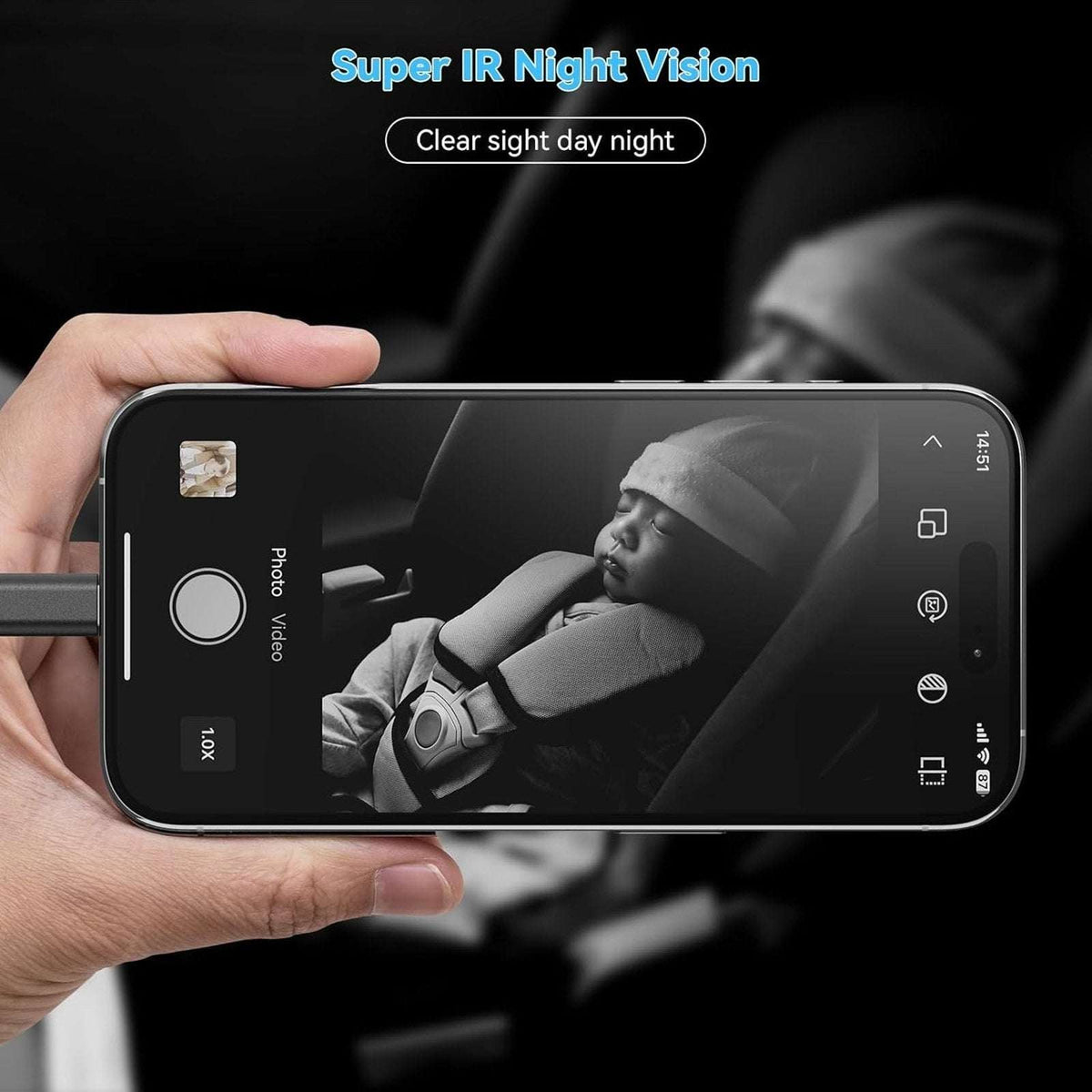 Baby Car Backseat Camera 360° Rotation HD 1080P Night Vision 150° Wide Angle