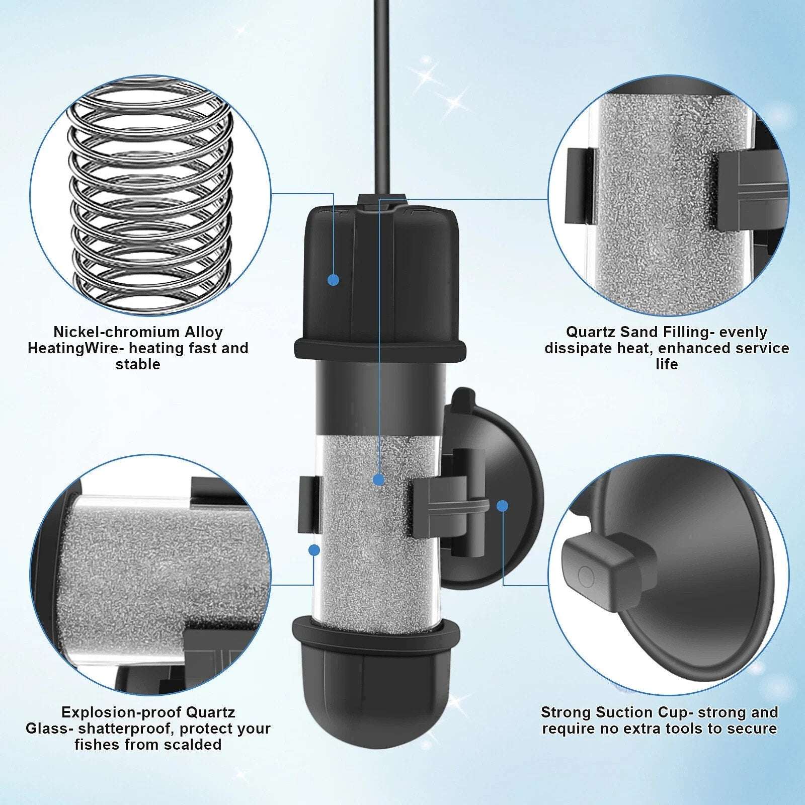 hygger Pro Aquarium Heater Submersible Fish Tank Adjustable 10W HG031 Fresh/Salt