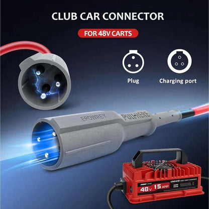 EPOWREY 15 AMP 48 Volt Golf Cart Battery Charger for Club Car 3-Pin Round Plug