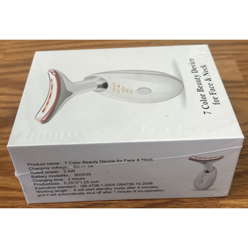 7-Color Anti-Aging Firming Face & Neck Massager w Heat EMS Red Light Beauty Devi