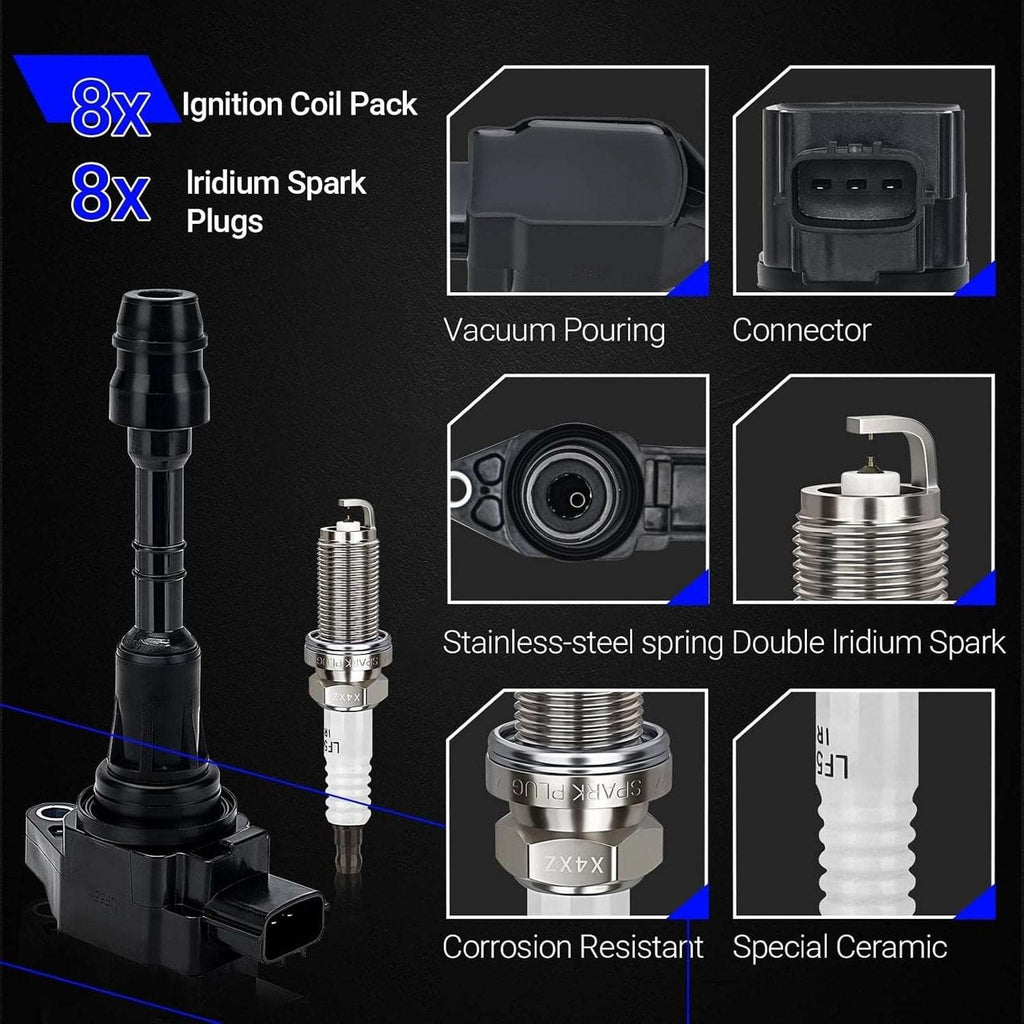 8x Ignition Coil UF551 & Iridium Spark Plug Set For Nissan Titan Armada 5.6L V8