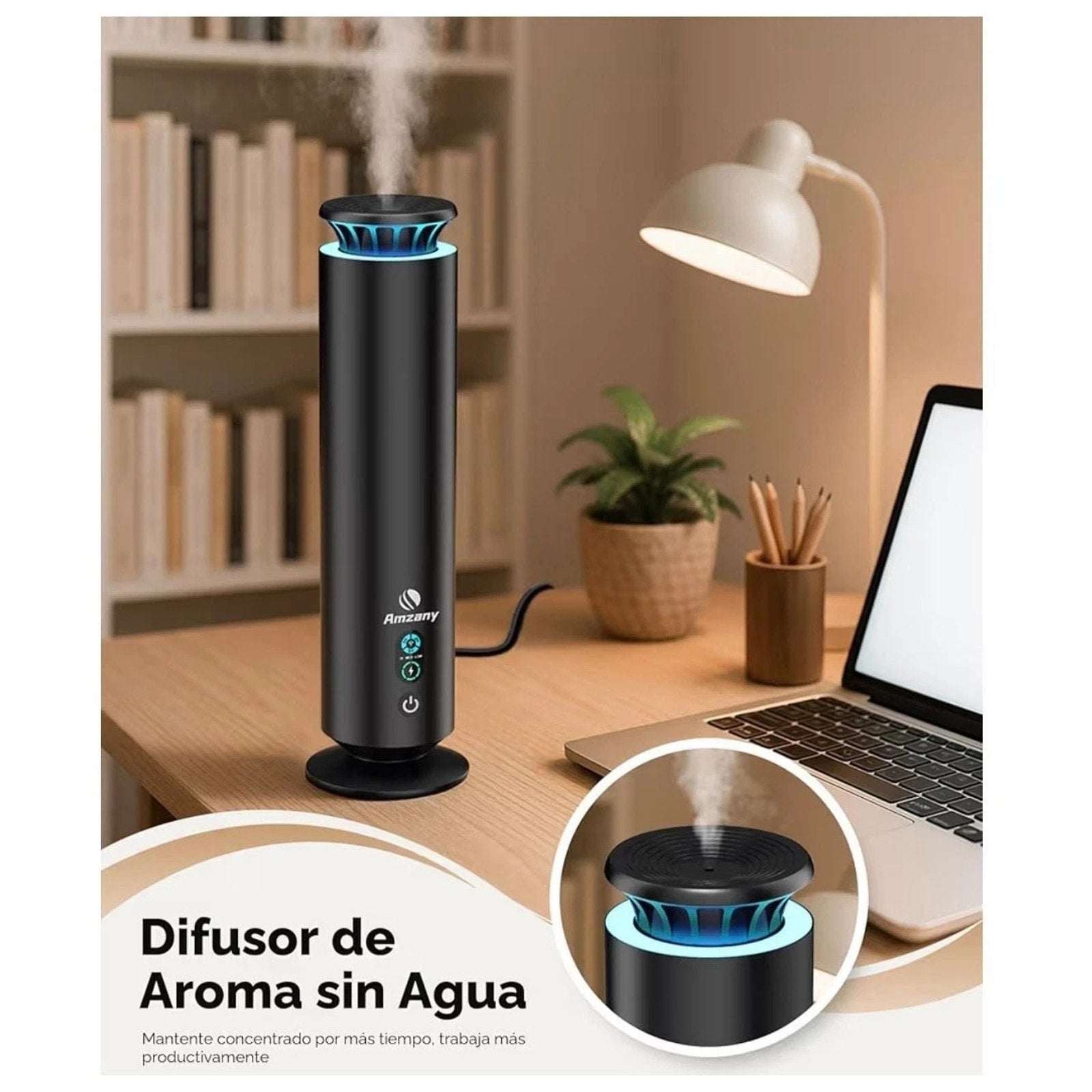 Amzany Pro Waterless Essential Oil Scent Diffuser w Remote & 7-Color LED Light