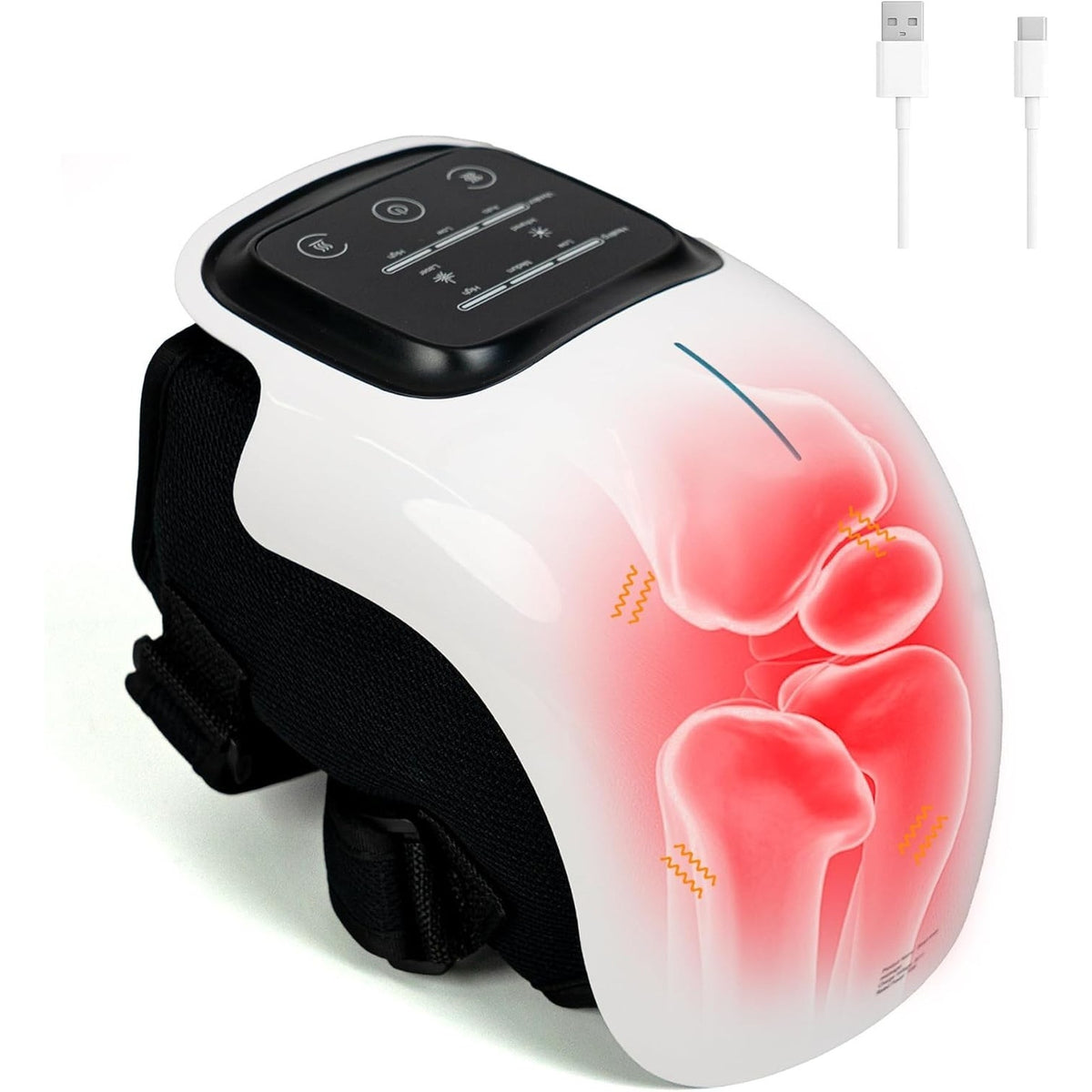 Wireless Knee Massager with Heat, Vibration Massage & Red Light Therapy for Pain
