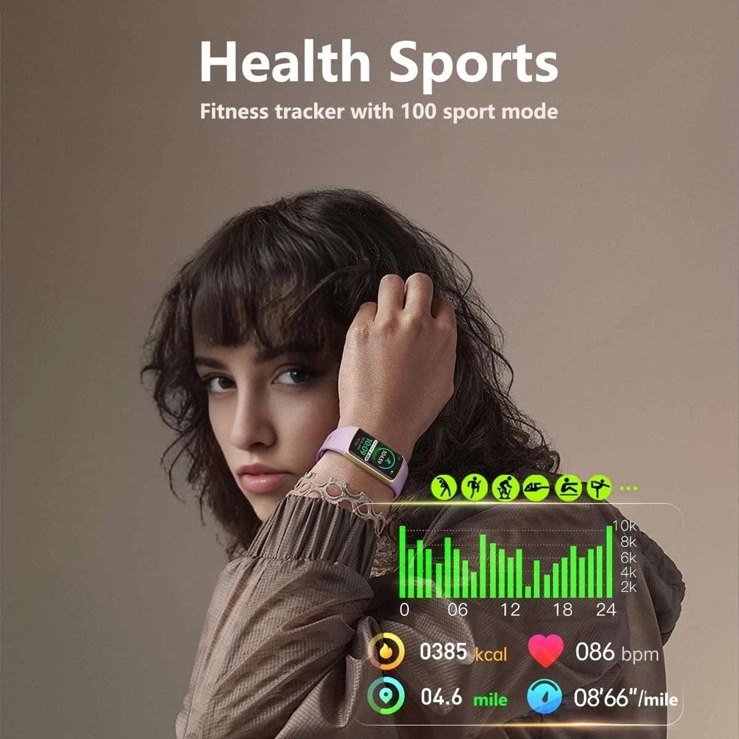 FITVII FINO 2 Slim Fitness Tracker, Smart Watch with Blood Oxygen, Sleep Monitor