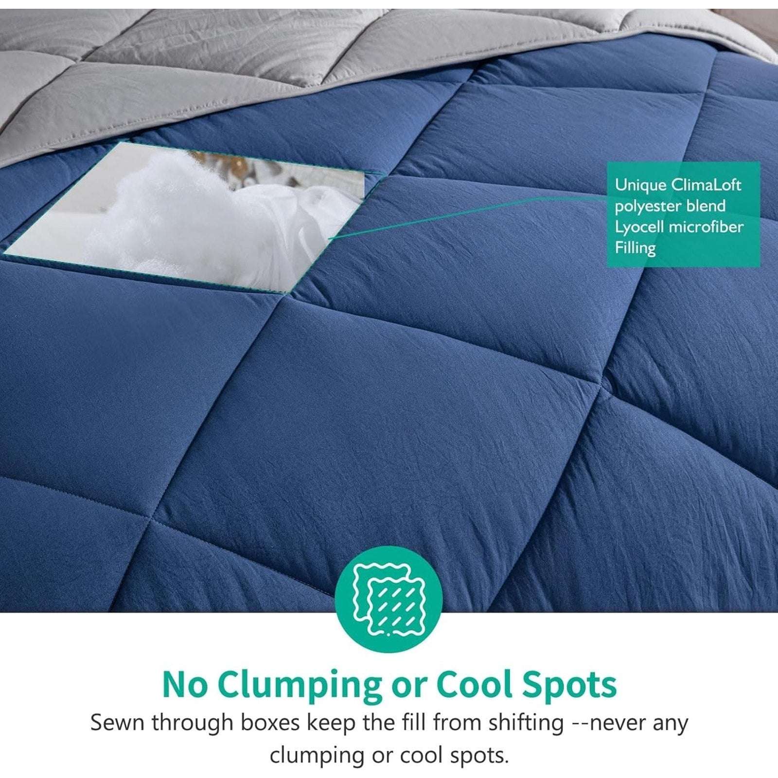 Hotel Quality Down-Alternative Comforter by APSMILE Navy/Gray Duvet Insert King