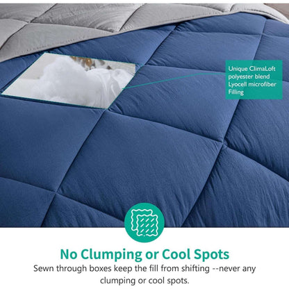 Hotel Quality Down-Alternative Comforter by APSMILE Navy/Gray Duvet Insert King