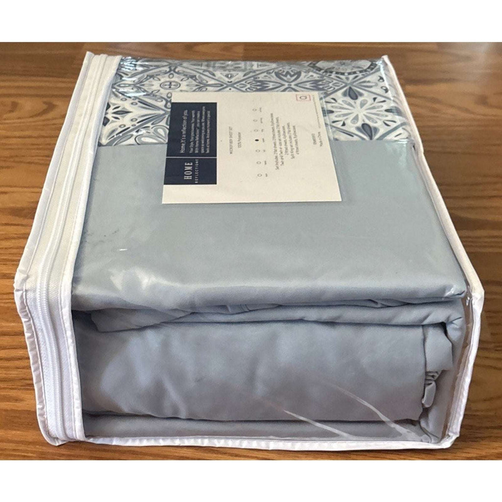 2 Complete Home Reflections Double Brushed Queen Sheet Sets +Extra Cases - Blue