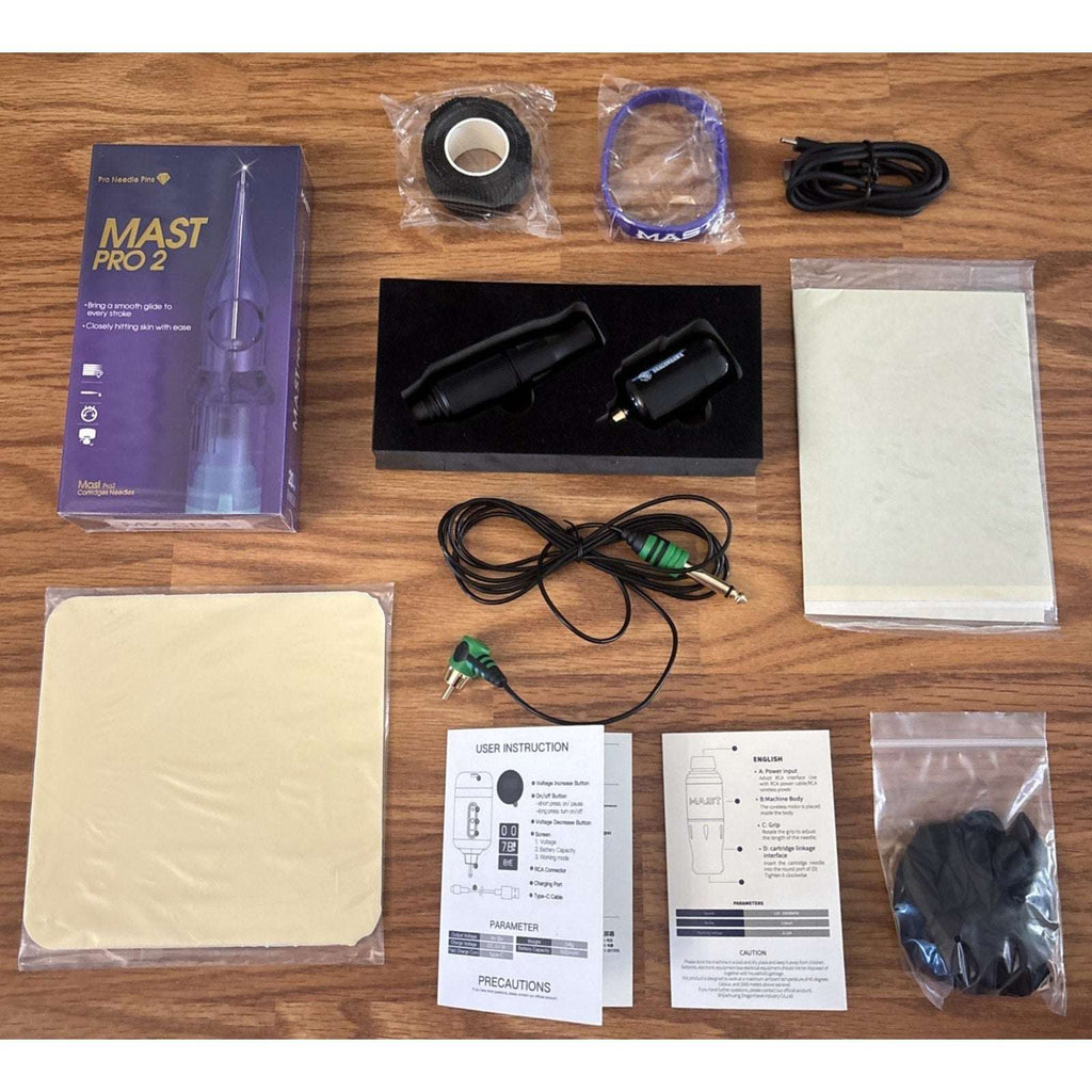 Mast Pro2 Tour DRAGONHAWK Wireless Tattoo Pen Machine Kit 3.5mm Stroke 10000RPM